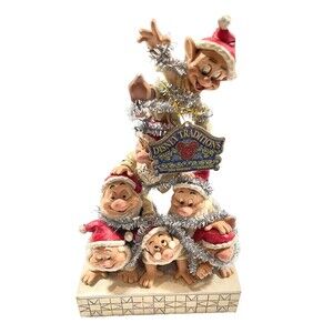 Jim Shore Disney Tradition 2020 #6000942 Christmas 7 Dwarfs "Precarious Pyramid